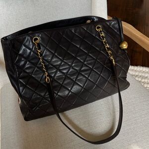 Rare Chanel Dark Brown Quilted Large Tote